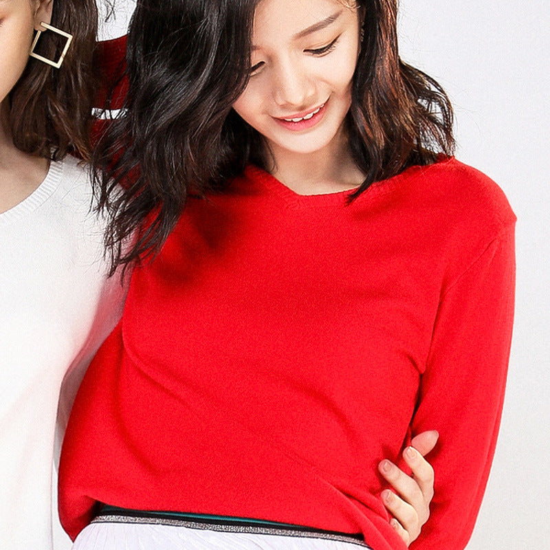 V-Neck Women Fashion Autumn Cashmere Wool Knit Sweater