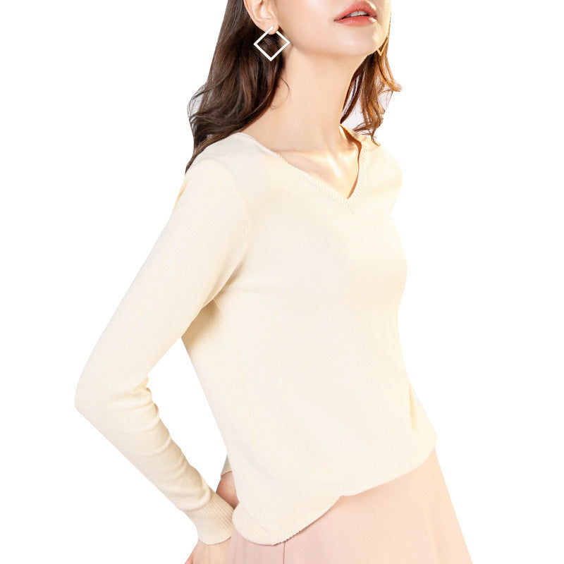 V-Neck Women Fashion Autumn Cashmere Wool Knit Sweater