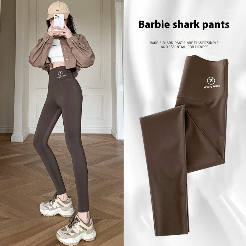 Women Autumn Winter Skinny Shark Pants Kids Casual Daily Sport Dance Thickened Trousers Winter Fashion High Waisted Sweatpants