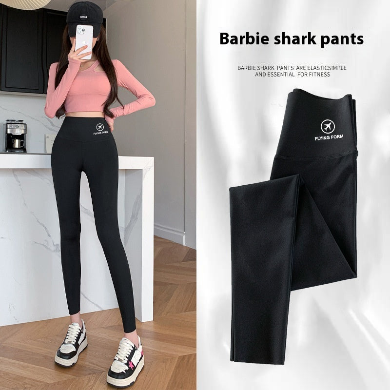 Women Autumn Winter Skinny Shark Pants Kids Casual Daily Sport Dance Thickened Trousers Winter Fashion High Waisted Sweatpants