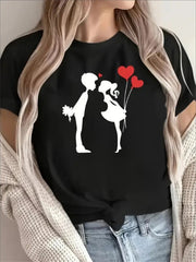 Love Valentine'S Day T-Shirt,   Couple T-Shirt, Couple Christmas, Fashion Casual T-Shirt, Short-Sleeved T-Shirt