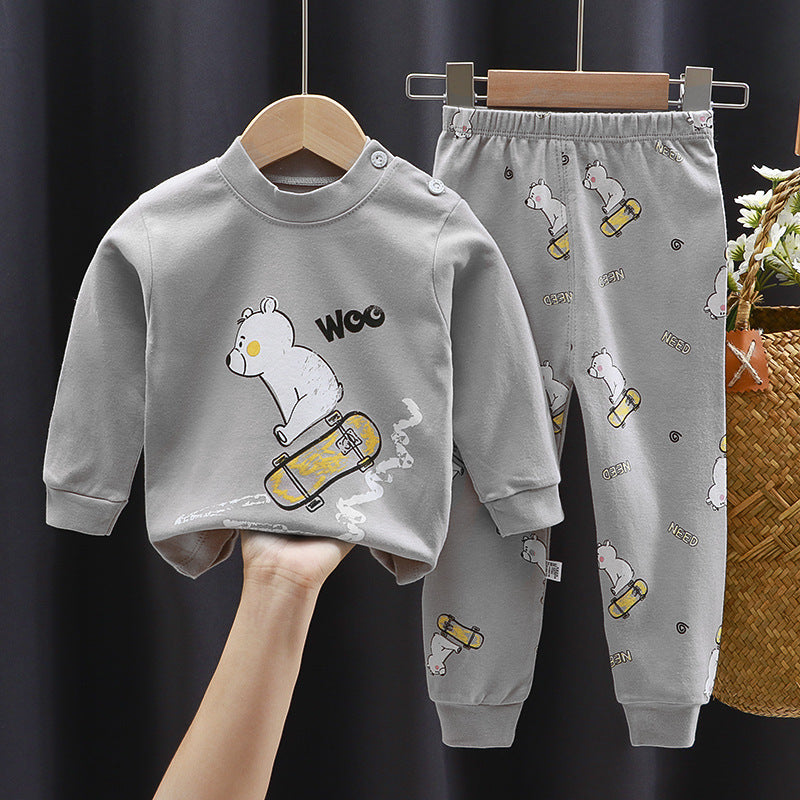 Children's Underwear Suit Cotton New Boys' Home Wear Baby All Cotton Thermal Girls' Long Johns Top & Bottom Children's Clothing