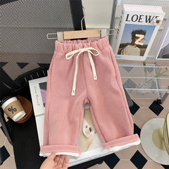 Straight-leg Pants Children Thick Warm Wide-leg Pants