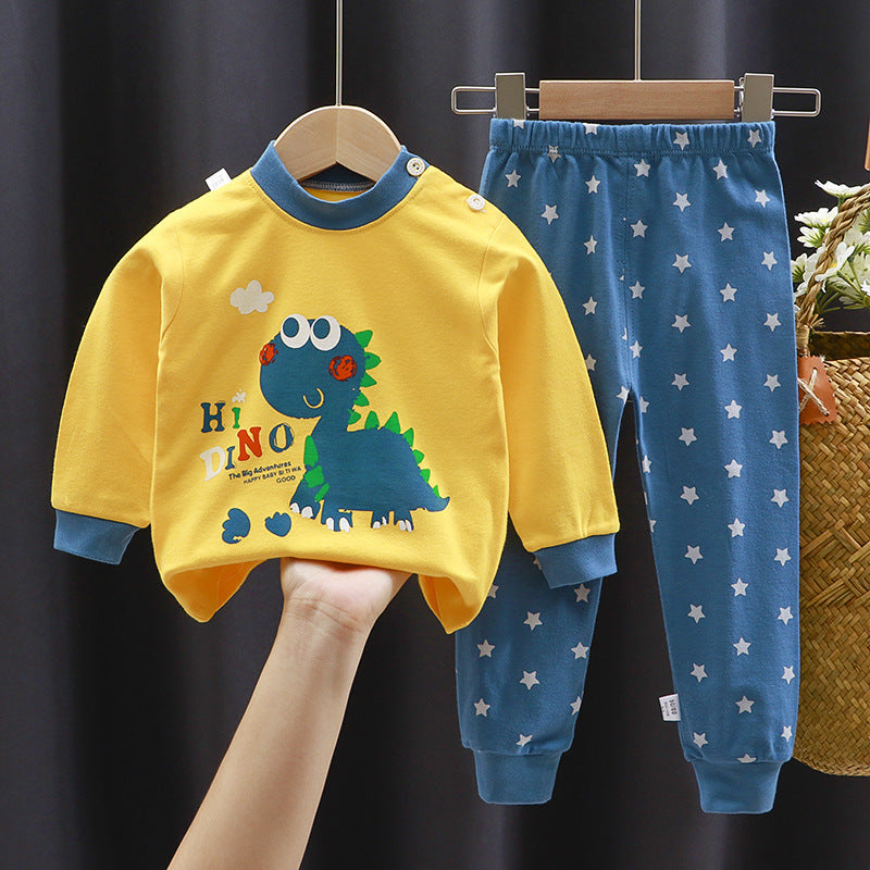 Children's Underwear Suit Cotton New Boys' Home Wear Baby All Cotton Thermal Girls' Long Johns Top & Bottom Children's Clothing