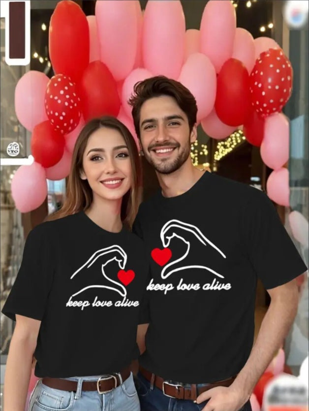 Love Valentine'S Day T-Shirt,   Couple T-Shirt, Couple Christmas, Fashion Casual T-Shirt, Short-Sleeved T-Shirt